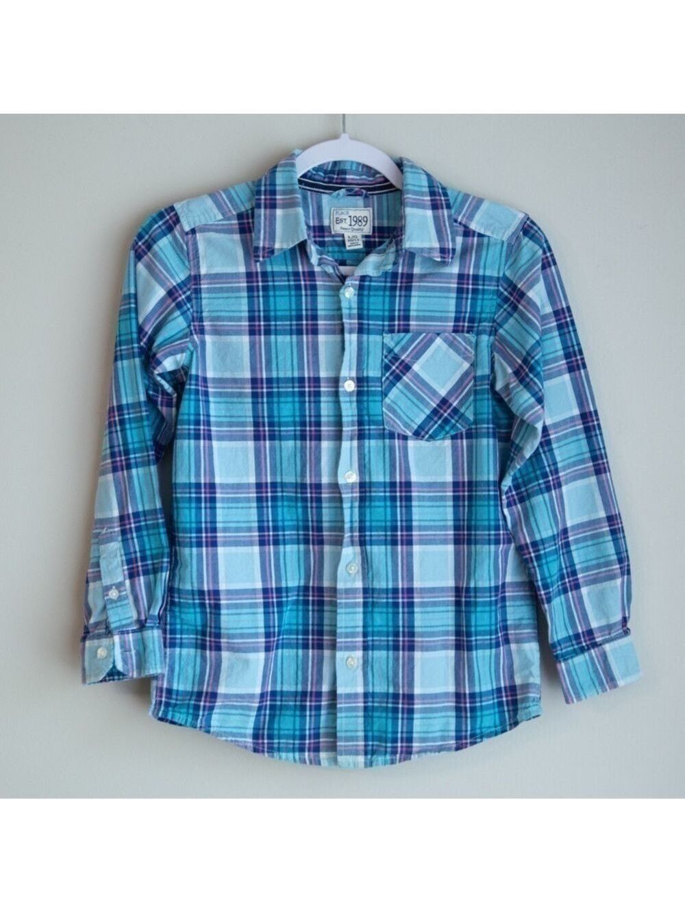 3 For $10 Children's Place Plaid Button Down Long Sleeve Shirt boy's size large